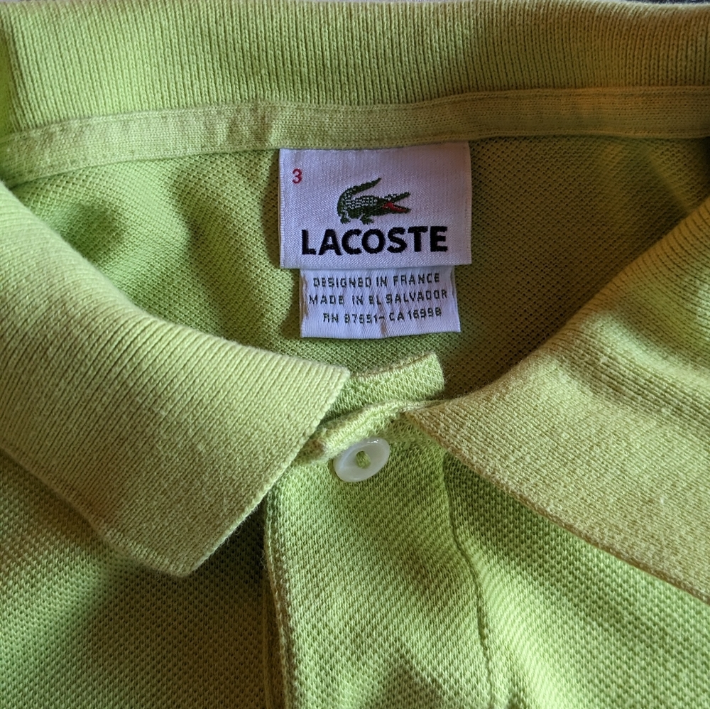 Men's Lacoste lime colored small polo